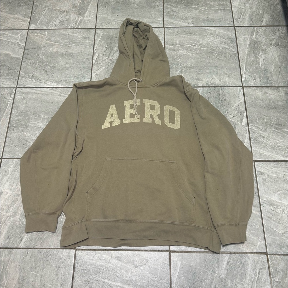 Y2K Aeropostale AERO Hoodie XL Tan Pullover Distressed